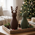 Pareja de Renos Navideños de Diseño 3D (Marrón y Verde)