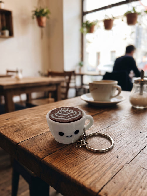 Llavero Taza de Café Kawaii 3D | Accesorio Antiestrés para Llaves y Mochila
