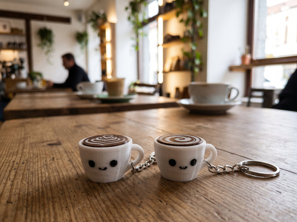 Llavero Taza de Café Kawaii 3D | Accesorio Antiestrés para Llaves y Mochila