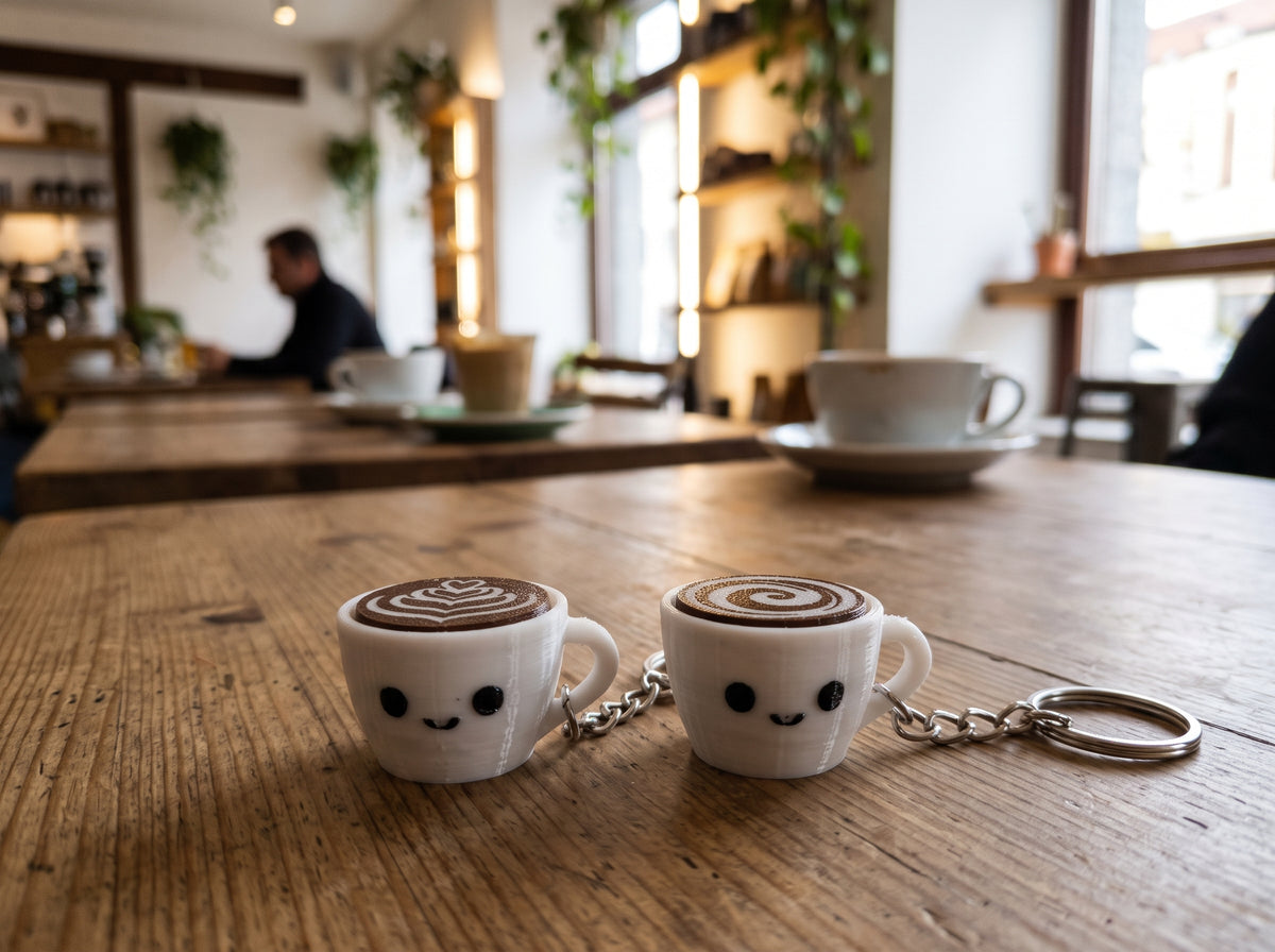 Llavero Taza de Café Kawaii 3D | Accesorio Antiestrés para Llaves y Mochila