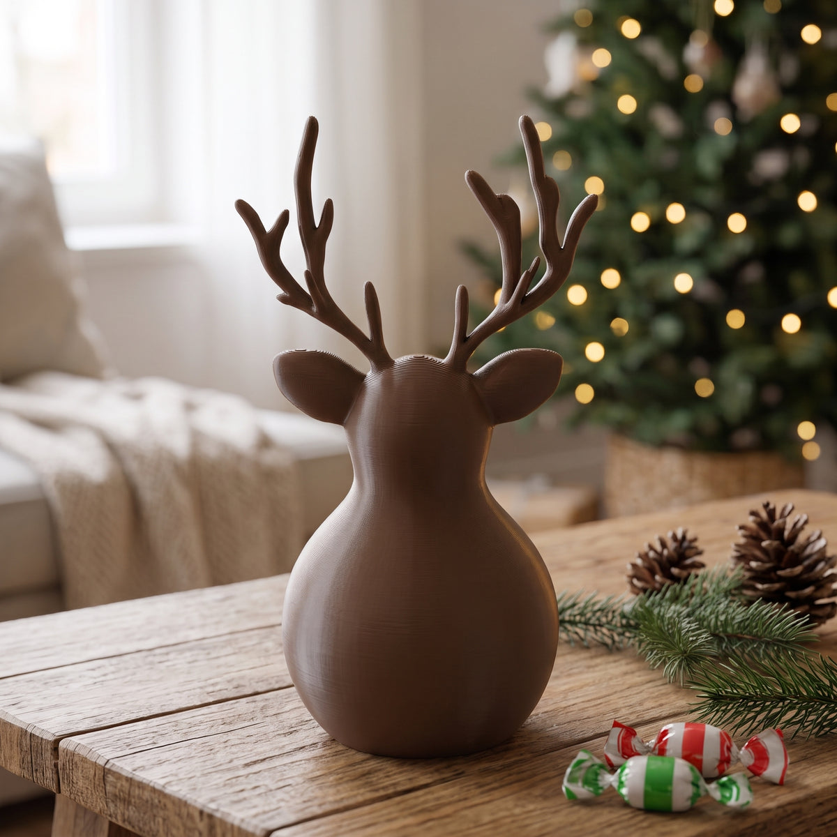 Reno Portavelas y Organizador Navideño 3D | Decoración de Navidad